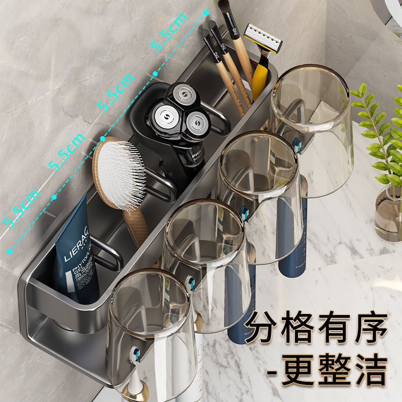 Wall Toothbrush Holder – No-Drill Cup & Paste Rack
