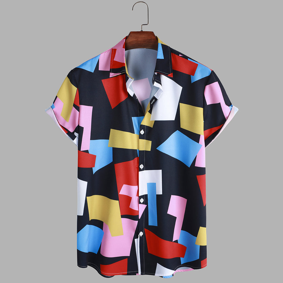 Men's Geometric Print Short-Sleeve Shirt