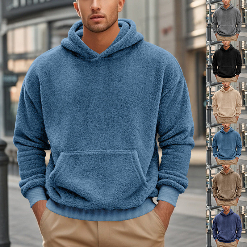 Men’s Double-Sided Velvet Hooded Sweatshirt Jacket