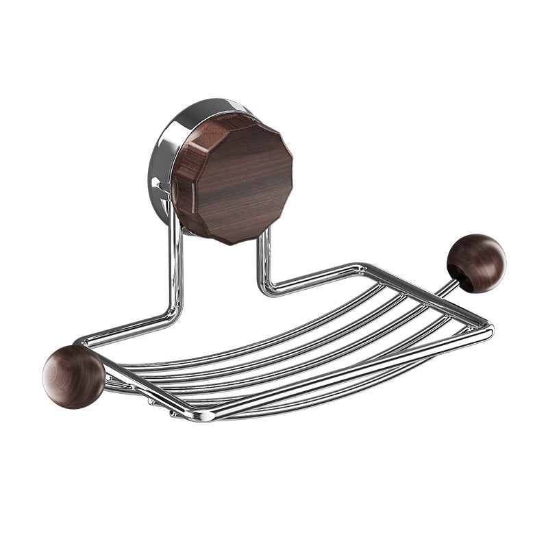 Antique Suction Cup Wall-Mount Wooden Soap Rack