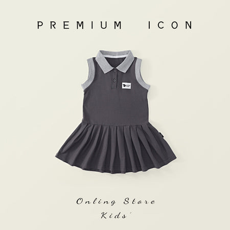 Girls Lapel Pleated Sleeveless Vest Dress Korean Style – Kids Fashion Nepal | Tudoholic