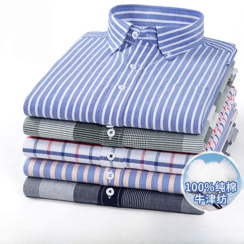 Men's Cotton Oxford Stripe Shirt with Pocket Nepal