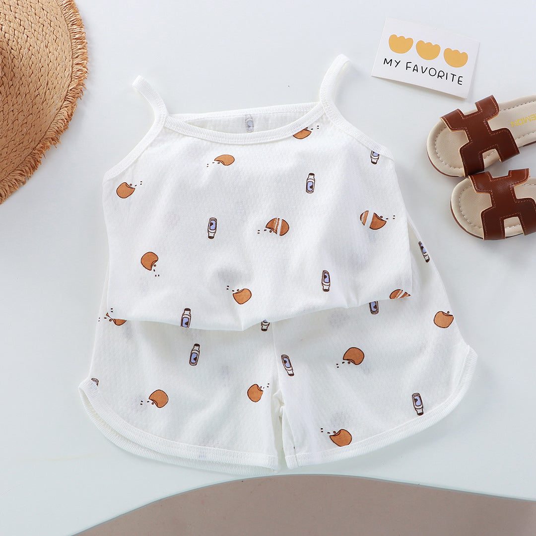 Girls Cotton Vest Shorts Set Summer Home Outfit – Summer Kids Fashion Nepal | Tudoholic