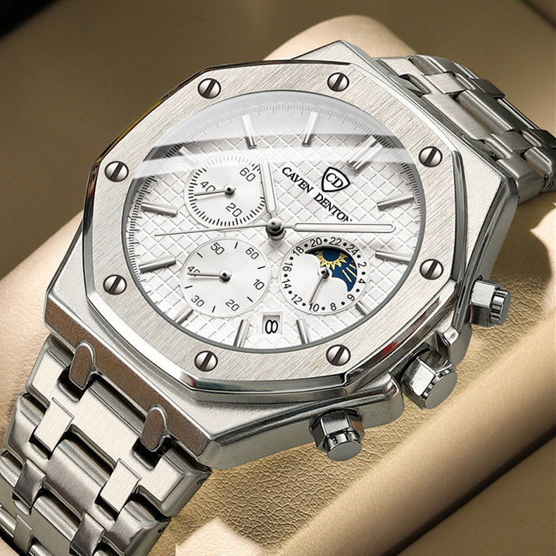 Men’s Steel Band Quartz Watch – Waterproof Fashion Style