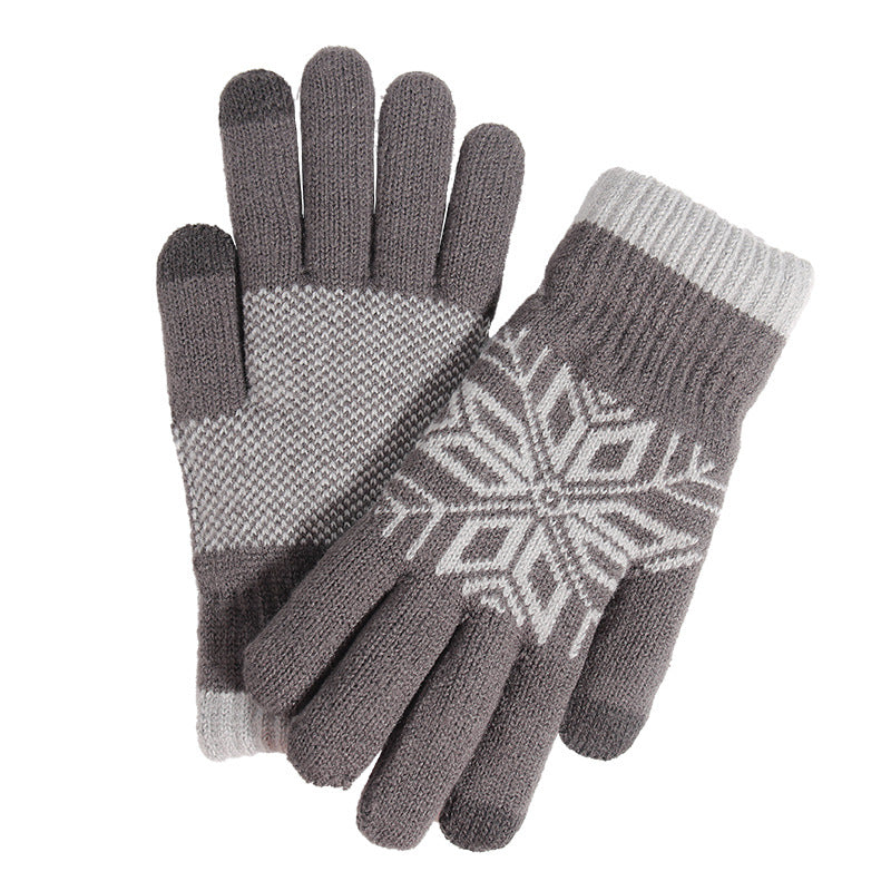 Men’s Double-Layer Jacquard Touchscreen Winter Gloves