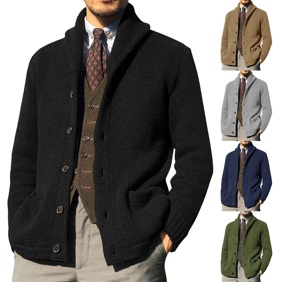 Men’s Autumn/Winter Knit Cardigan – European Style Sweater