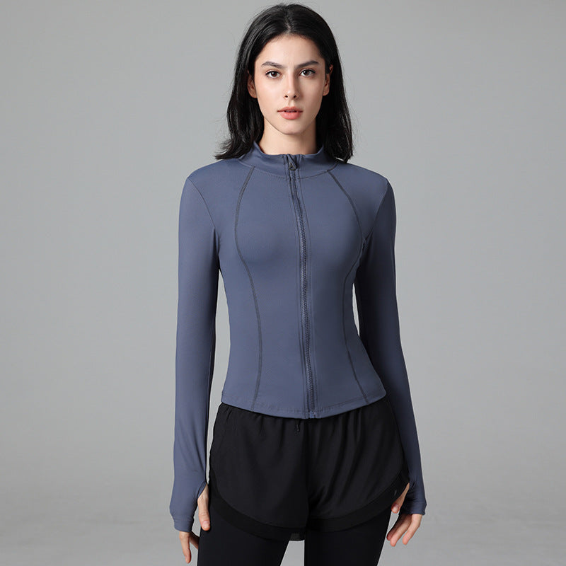 Women’s Nude Yoga Jacket – Skin-Friendly Slim Fit Sports Top