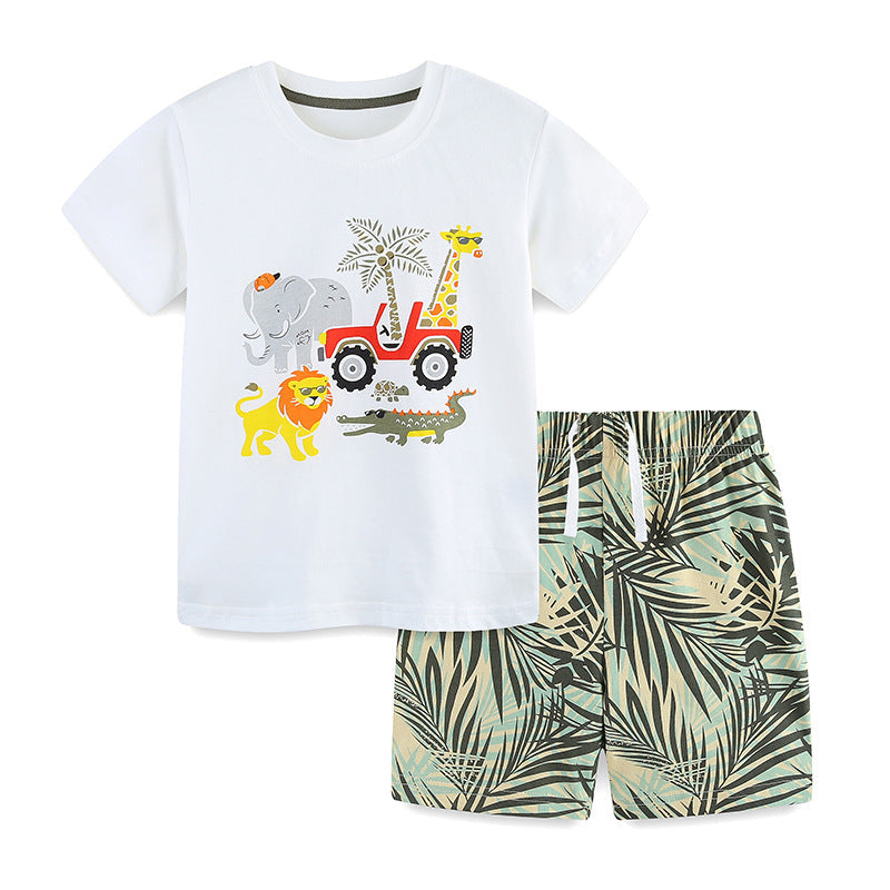 Summer 2025 Boys Cotton T-Shirt & Shorts Printed Set