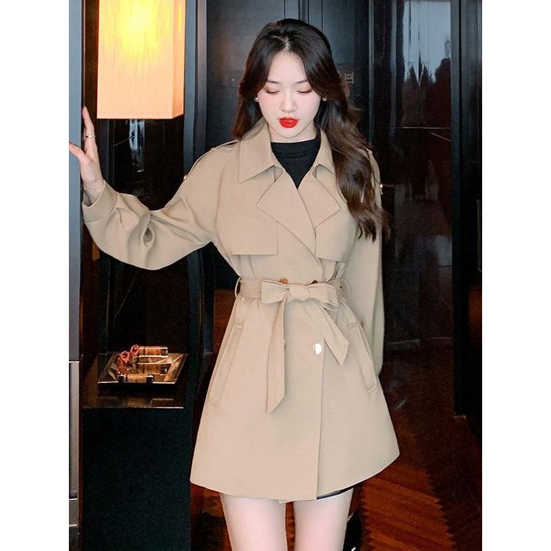 British Double Breasted Windbreaker Loose Slim Fit Coat