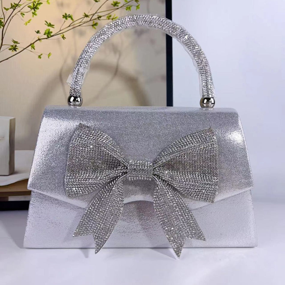 Women's Diamond Evening Crossbody Bag – Bow Design
