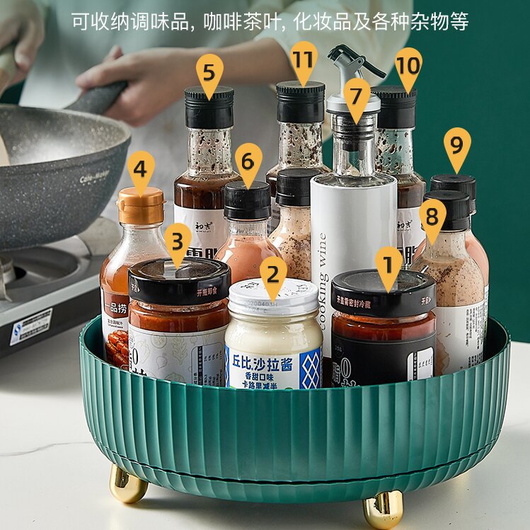 Rotating Turntable Spice Rack with Seasoning Box