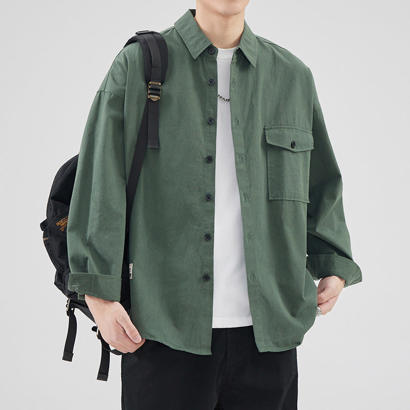 Men’s Cotton Japanese-Style Long-Sleeve Shirt