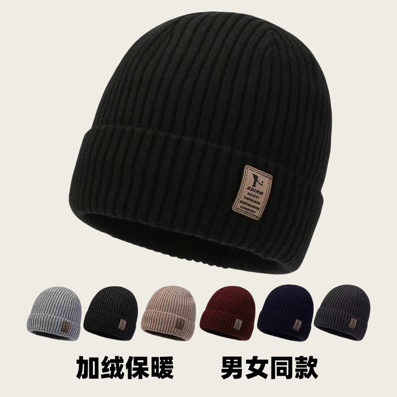 Men’s Thick Fleece-Lined Knitted Wool Winter Hat Korean Style (2
