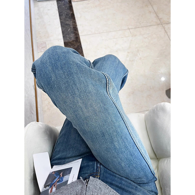 Blue High-Waist Fleece-Lined Jeans