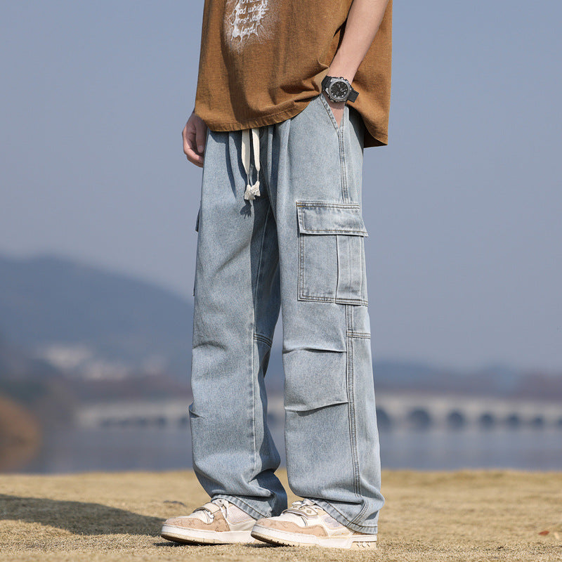 Hong Kong Vintage Washed Jeans – Multi-Pocket Style