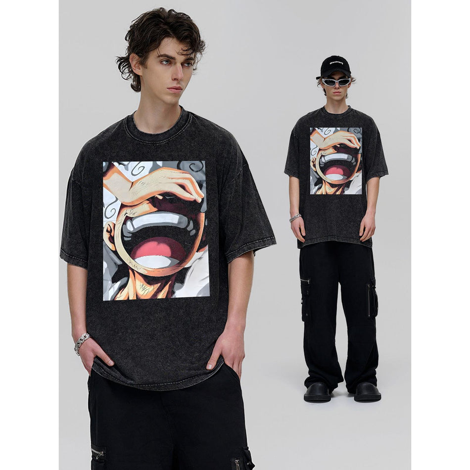 Luffy Printed Retro Cotton Short-Sleeve T-Shirt Men & Women