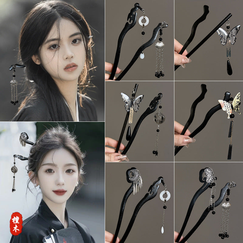 Ebony Tassel Hairpin – Antique Hanfu & Cheongsam Style