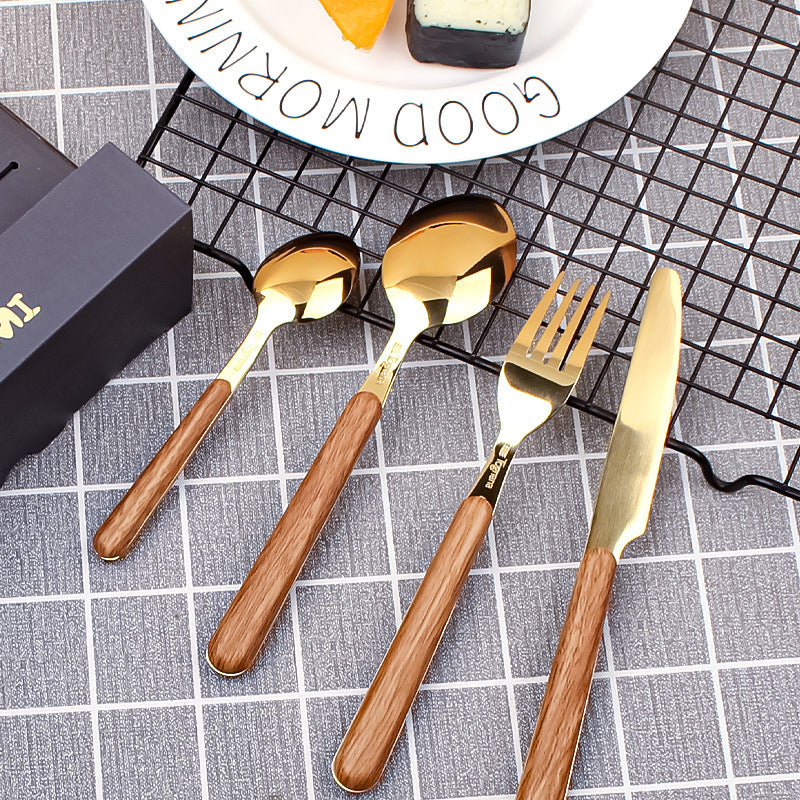 Stainless Steel Western Knife, Fork & Spoon 24-Piece Set