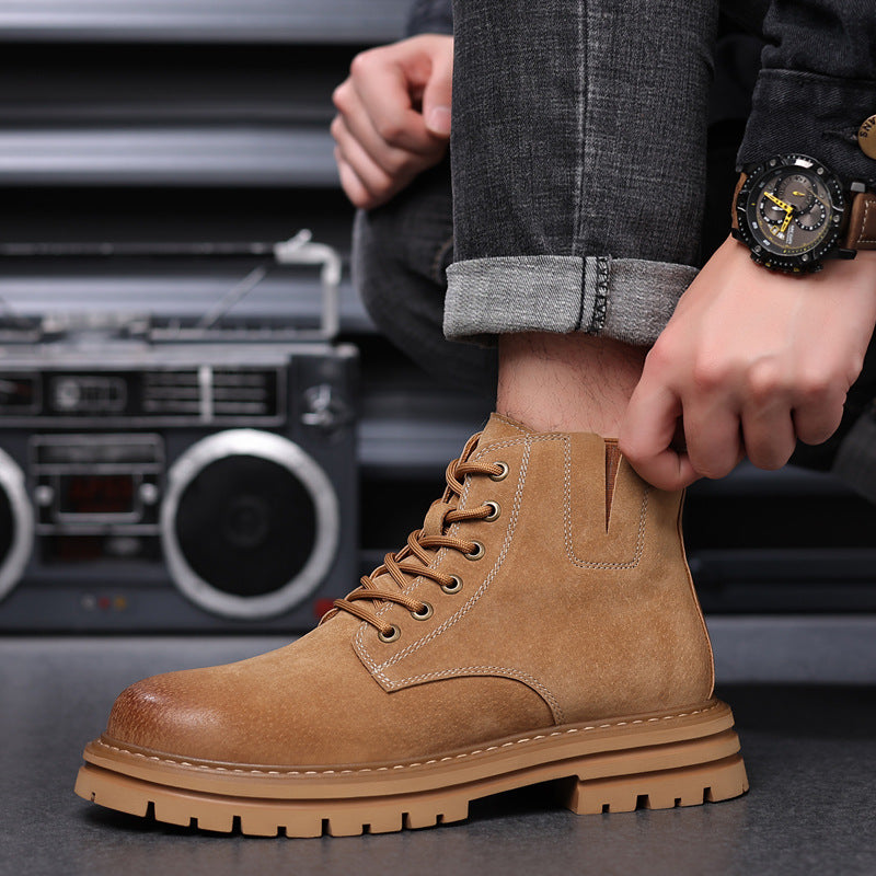 Men’s Retro Leather Martin Boots – High-Top Ankle Style