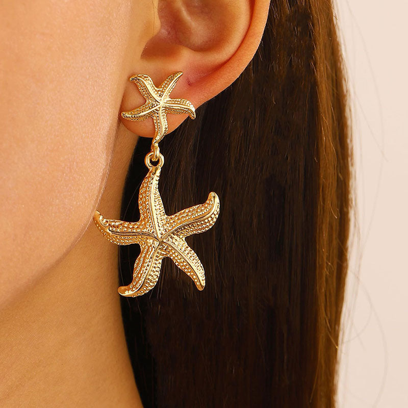 Retro Ocean Starfish Stainless Steel Earrings