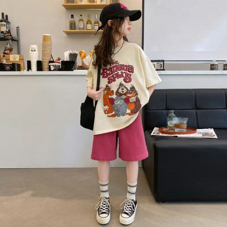 Girls Cartoon Sports Shorts Summer Set – Baby & Children's Outfits – Image 6
