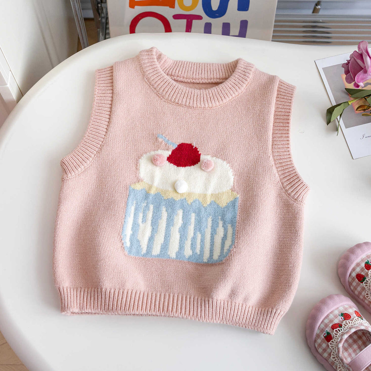 Baby Girls Cartoon Knitted Vest Autumn – Vests – Image 6