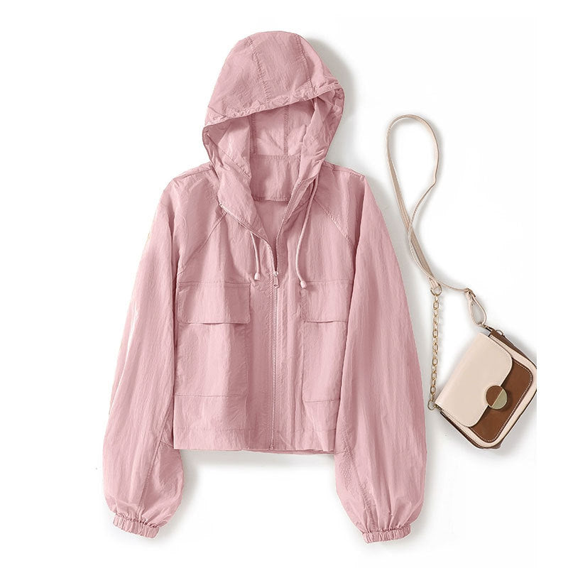 Drawstring Hooded Lightweight Summer Coat Women