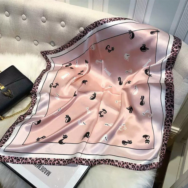 Geometric Mulberry Silk Square Scarf Women