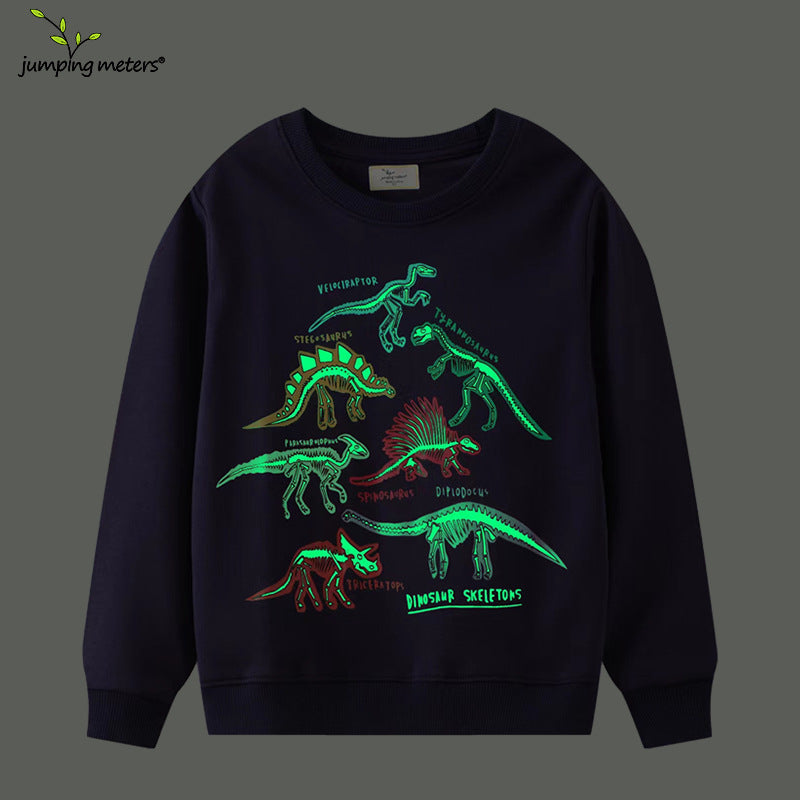 Boys’ Luminous Dinosaur Sweatshirt – Autumn Casual Top