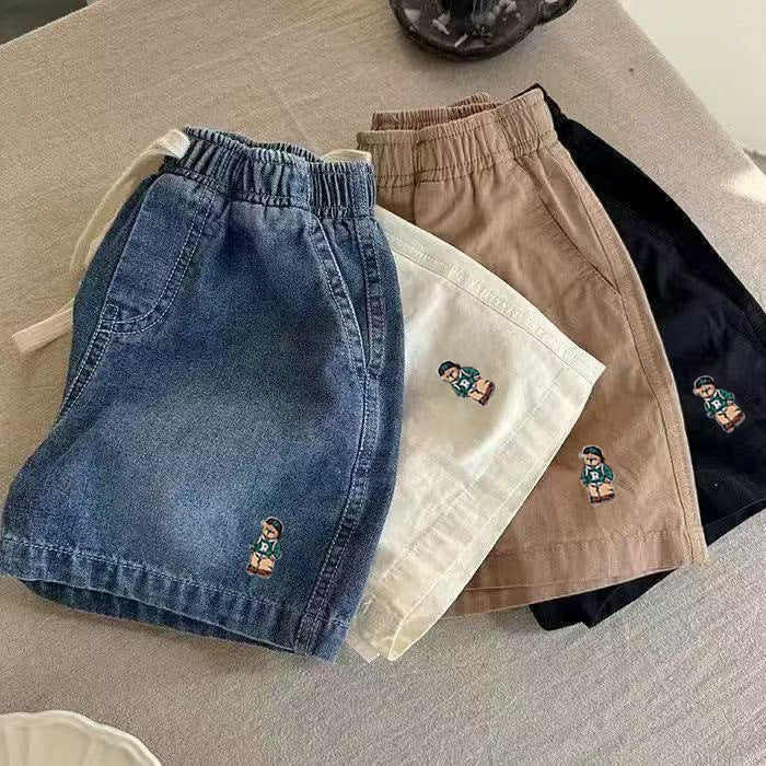 Kids Denim Shorts Breathable Mid Length Summer Pants