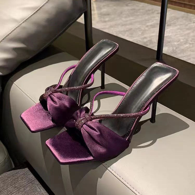 Purple Rhinestone Stiletto Sandals for Women
