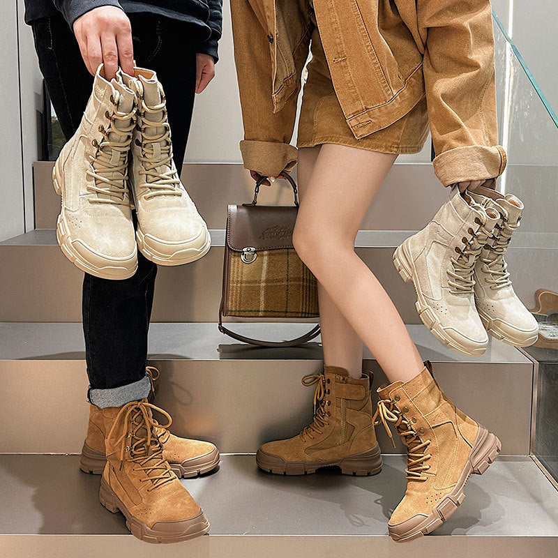 Thick-Soled Suede Short Outdoor Boots