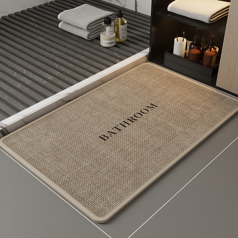 Linen Woven Bathroom Mat – Non-Slip Toilet Door Foot Mat, Water