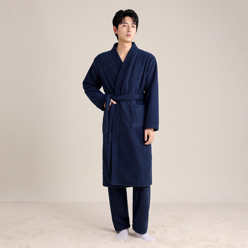 Men’s Plus-Size Coral Fleece Nightgown | Thick Winter Pajamas