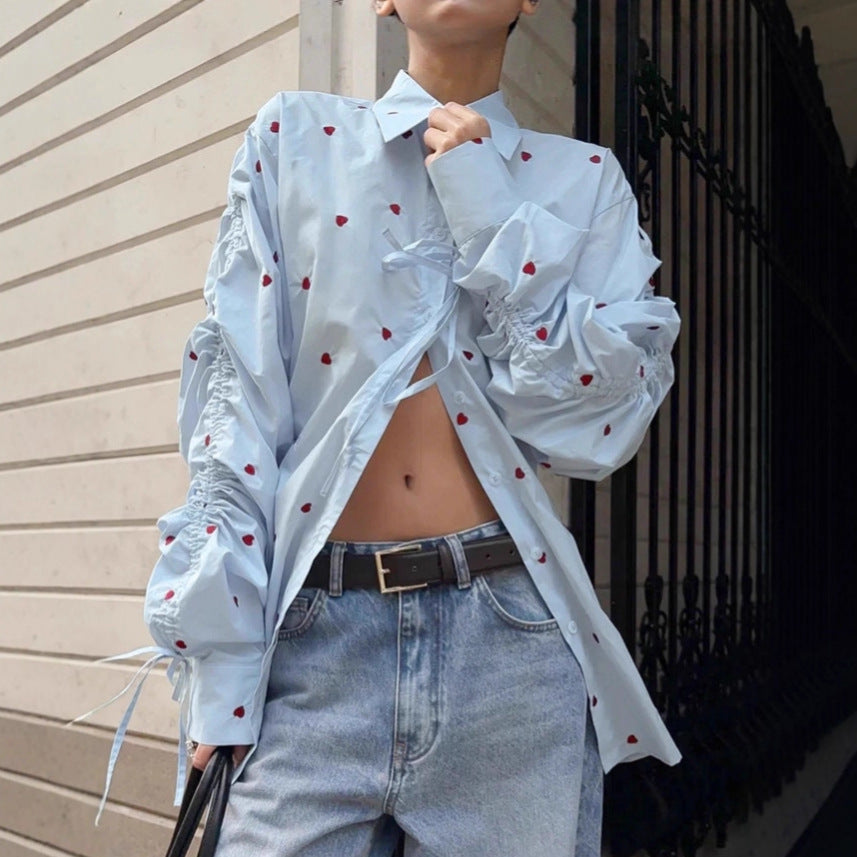 Russian Love Print Lapel Shirt