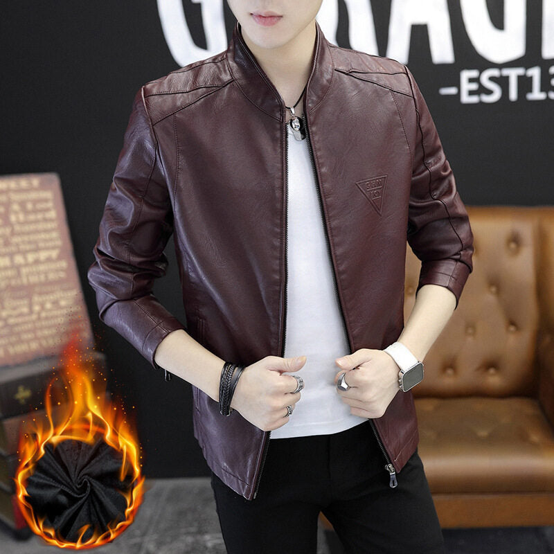 Men’s Thickened PU Leather Motorcycle Jacket