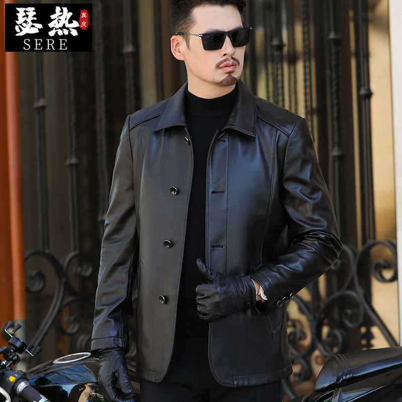 INSTOCK-Haining Genuine Sheepskin Men's Leather Jacket | Autumn