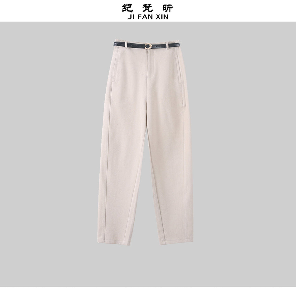 STOCK-Slim Woolen High Waist Pants for Women