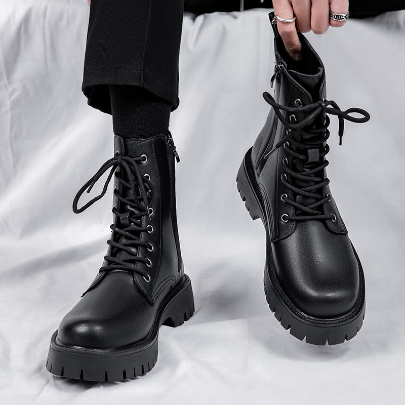 STOCK-Men’s British Style Eight-Hole High-Top Leather Work Boots