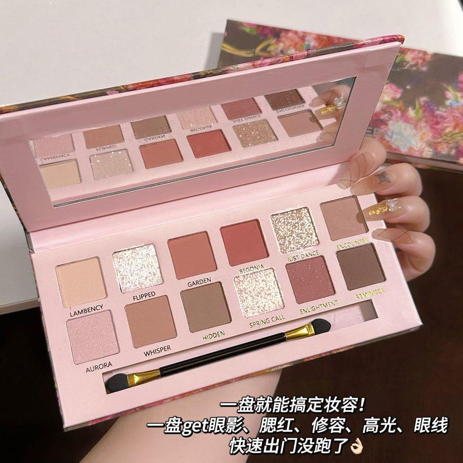 Begonia Flower 12-Color Eyeshadow Palette – Matte & Pearlescent