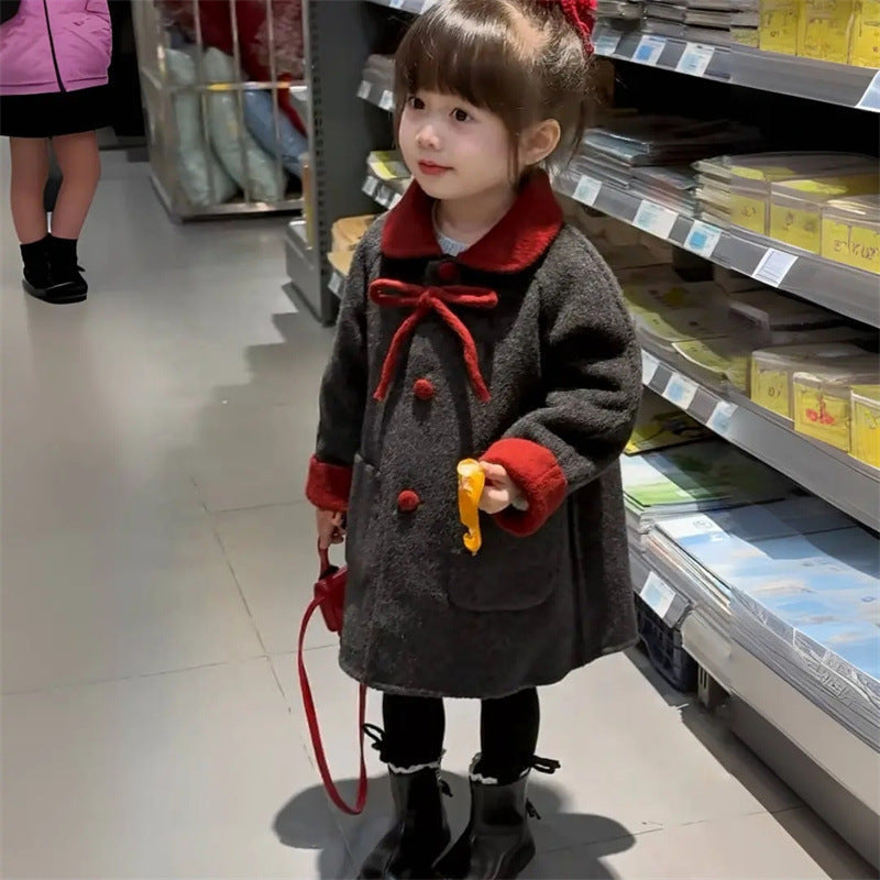 Sweet Little Chef Girls Coat Autumn Winter Reversible Woolen