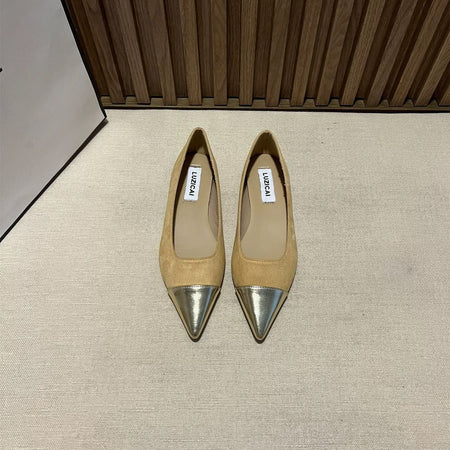 Black french style pointed toe flat shoes chic dress evening flats