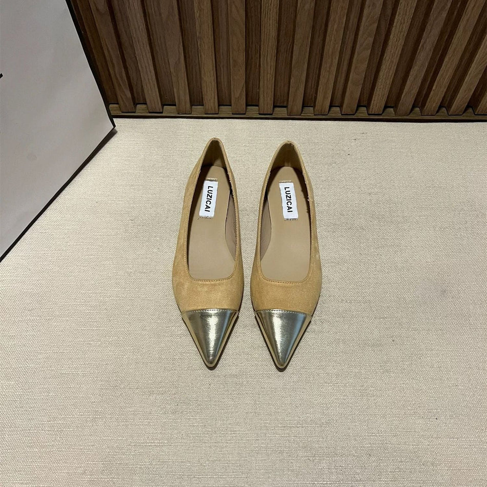 Black french style pointed toe flat shoes chic dress evening flats
