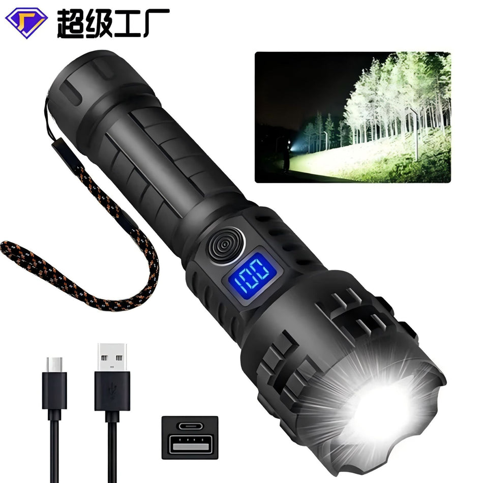 Ultra-Bright Type-C Zoom LED Flashlight for Home & Outdoor