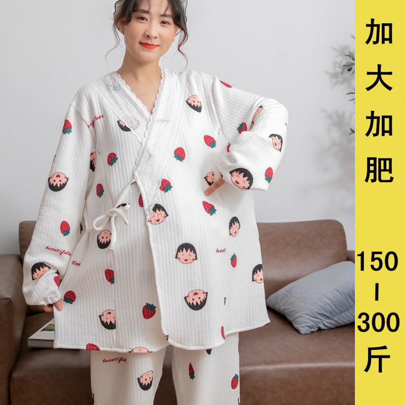 STOCK-Plus Size Cotton Padded Maternity Postpartum Pajamas