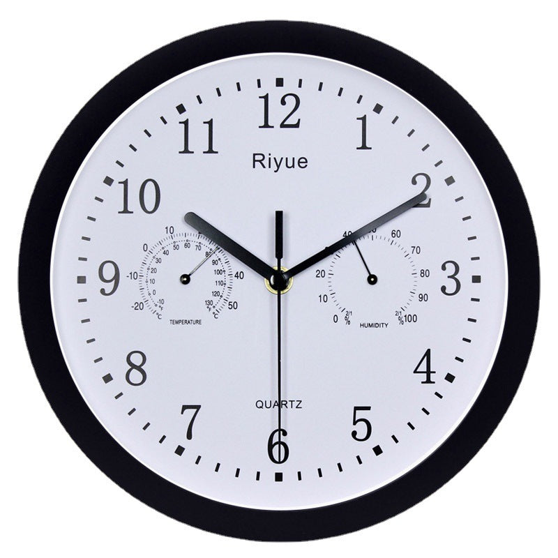 Silent Wall Clock with Thermometer and Hygrometer