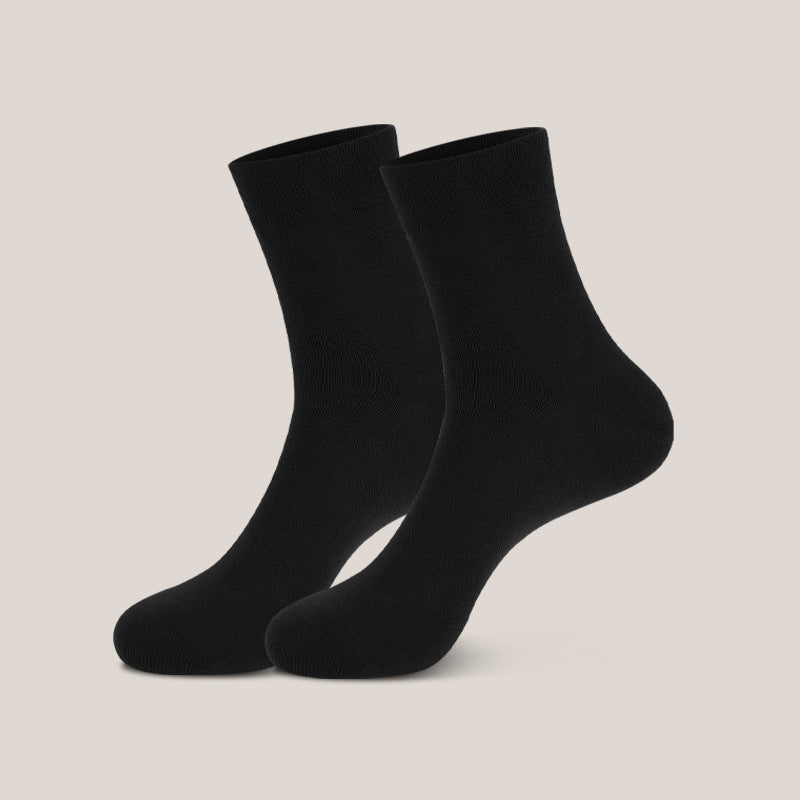 Men's Cotton Mid-Calf Breathable Deodorant Solid Color Socks