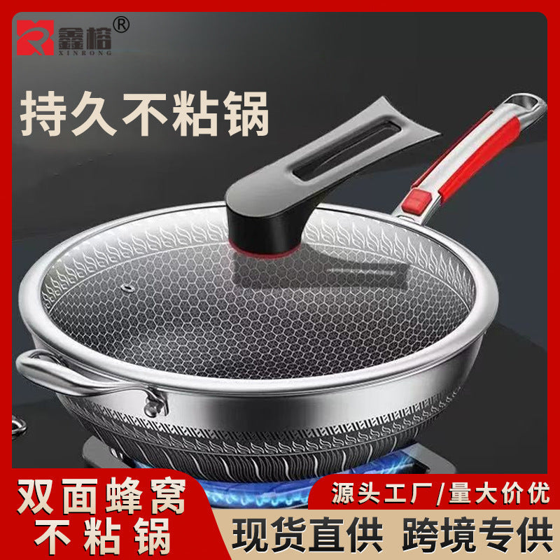 316 Stainless Steel Honeycomb Wok – Non-Coated Non-Stick Pan for