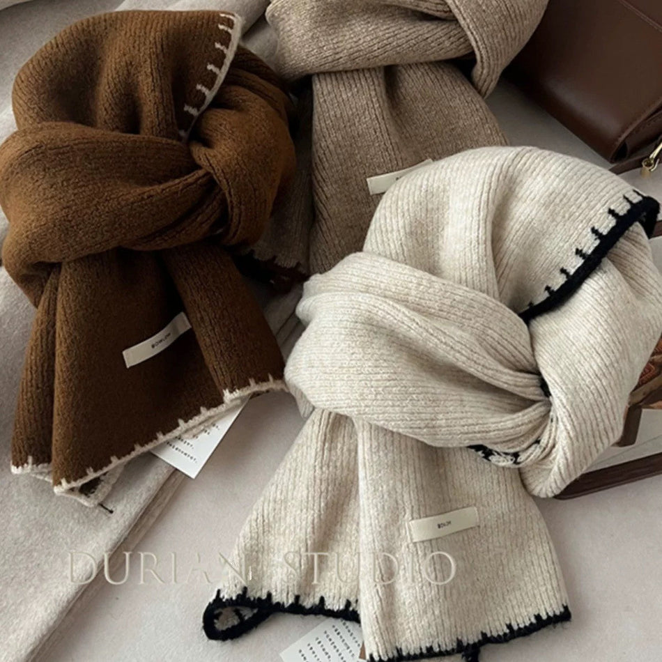 Women’s Wool Blend Knitted Scarf Winter Warm Shawl