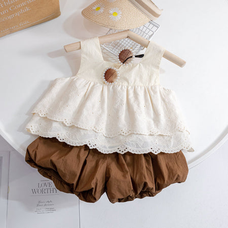 Baby Girls Lace Sling Doll Shirt & Flower Pants Set – Baby & Children's Outfits – Image 6